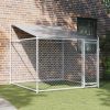 Dog Cage with Roof and Door Gray 6.6'x6.6'x6.6' Galvanized Steel