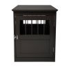 Wood Dog Crate Furniture, End Table Designed Dog Kennel with Side Slats, Brown