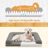 Egg-Foam Dog Crate Bed with 3-Side Bolster and Removable Washable Bed Cover